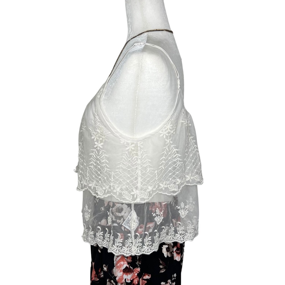 ❌SOLD❌ AEO Cami Tank Top Tiered Mesh Lace Embroidered Festival Off White Cream M - Picture 13 of 17